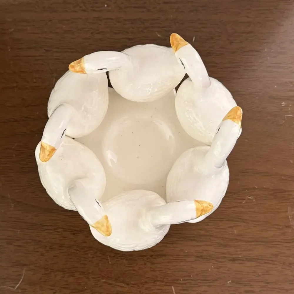 Holland Mold Ceramic Ducks in Circle - Gaggle of Geese Bowl, Candy Dish Planter